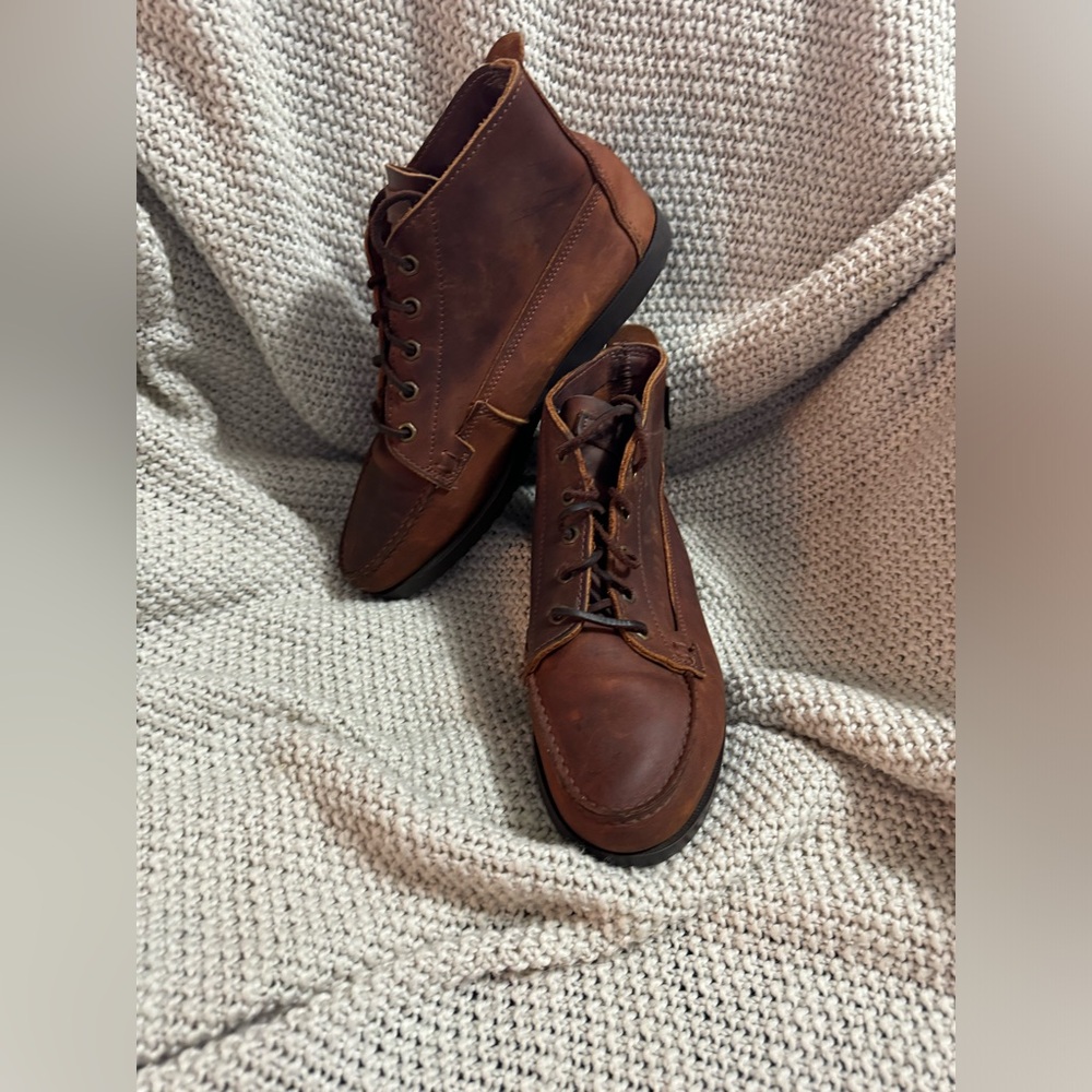 Eastland Boots Womens 7.5 M Chukka Lace‎ Up Ankle Top Moc Toe Brown Leather